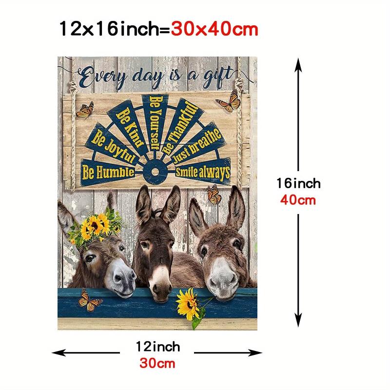 Funny Donkey Bathroom Canvas Wall Art Rustic Print