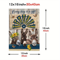 Funny Donkey Bathroom Canvas Wall Art Rustic Print