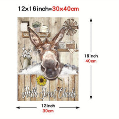 Funny Donkey Bathroom Canvas Wall Art Rustic Print