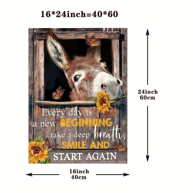 Funny Donkey Bathroom Canvas Wall Art Rustic Print