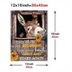 Funny Donkey Bathroom Canvas Wall Art Rustic Print