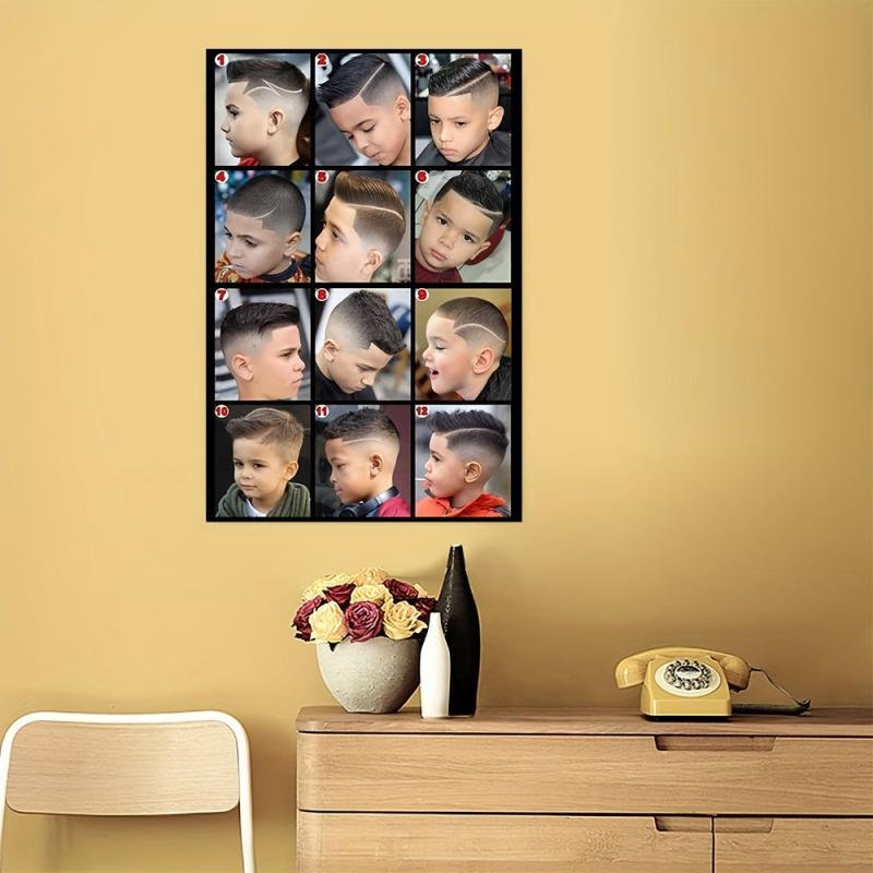 Boy Hair Styling Painting On Canvas Wall Art Barber Shop Poster Artwork