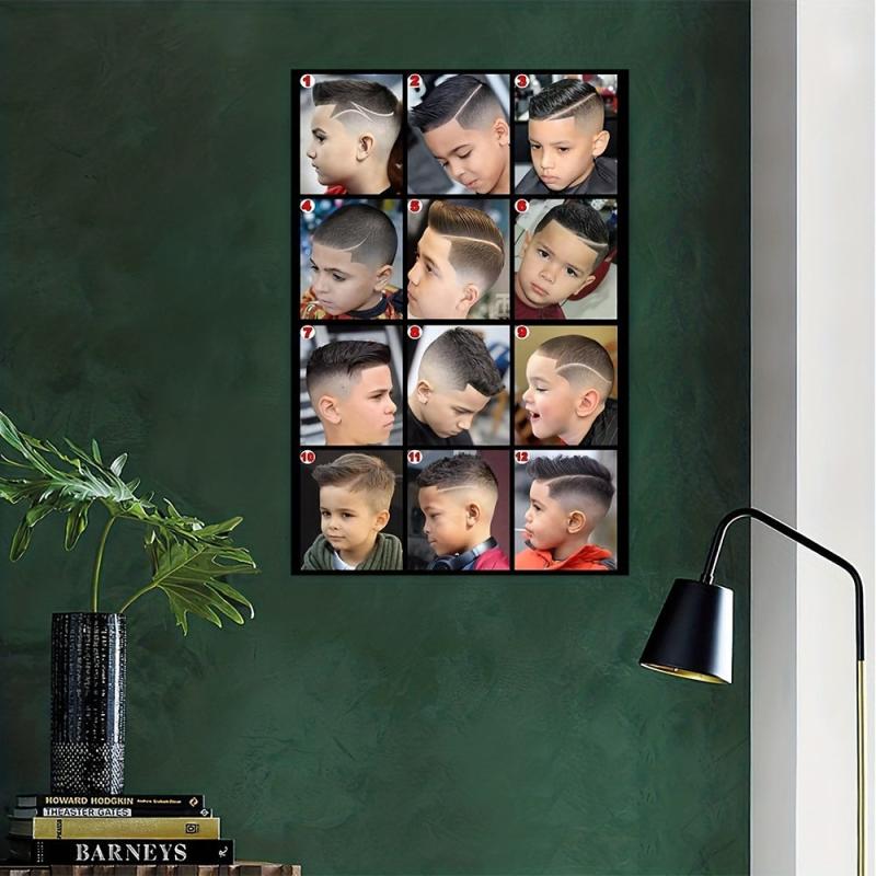 Boy Hair Styling Painting On Canvas Wall Art Barber Shop Poster Artwork