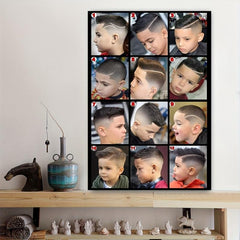 Boy Hair Styling Painting On Canvas Wall Art Barber Shop Poster Artwork