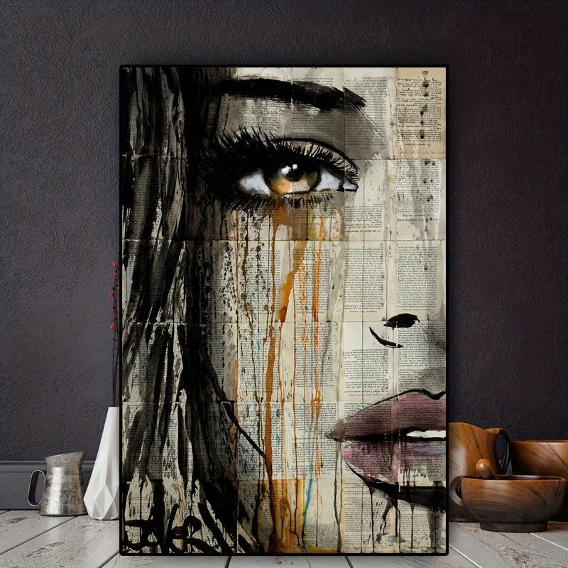 Canvas Poster Female with Colorful Tears Bedroom Wall Art