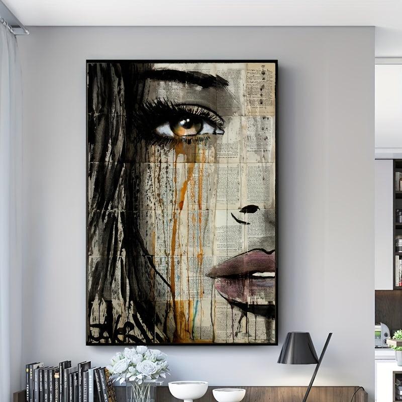 Canvas Poster Female with Colorful Tears Bedroom Wall Art