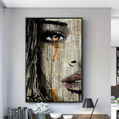 Canvas Poster Female with Colorful Tears Bedroom Wall Art