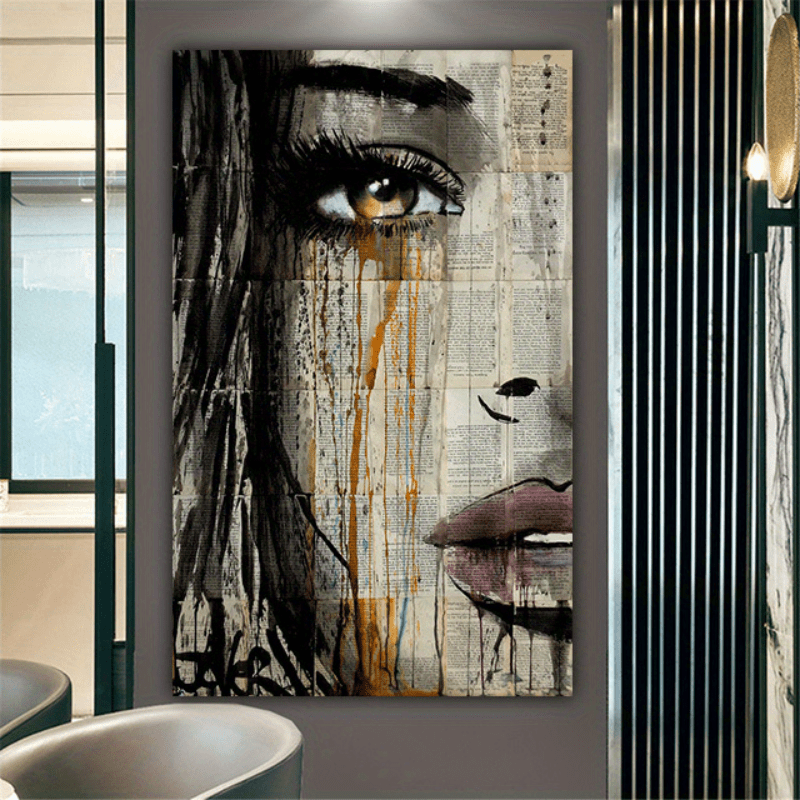 Canvas Poster Female with Colorful Tears Bedroom Wall Art