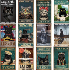 Wash Your Paws Cat Lover Metal Tin Sign Retro Decor