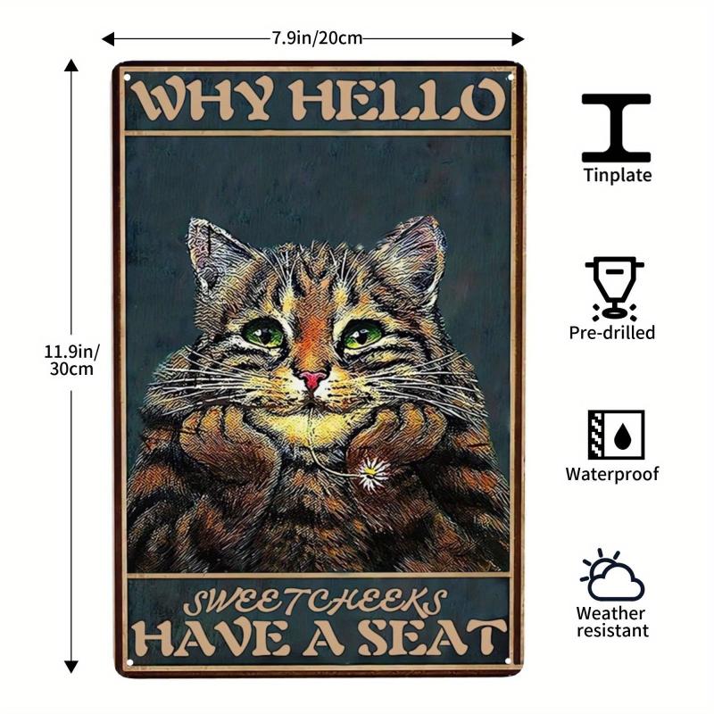Wash Your Paws Cat Lover Metal Tin Sign Retro Decor
