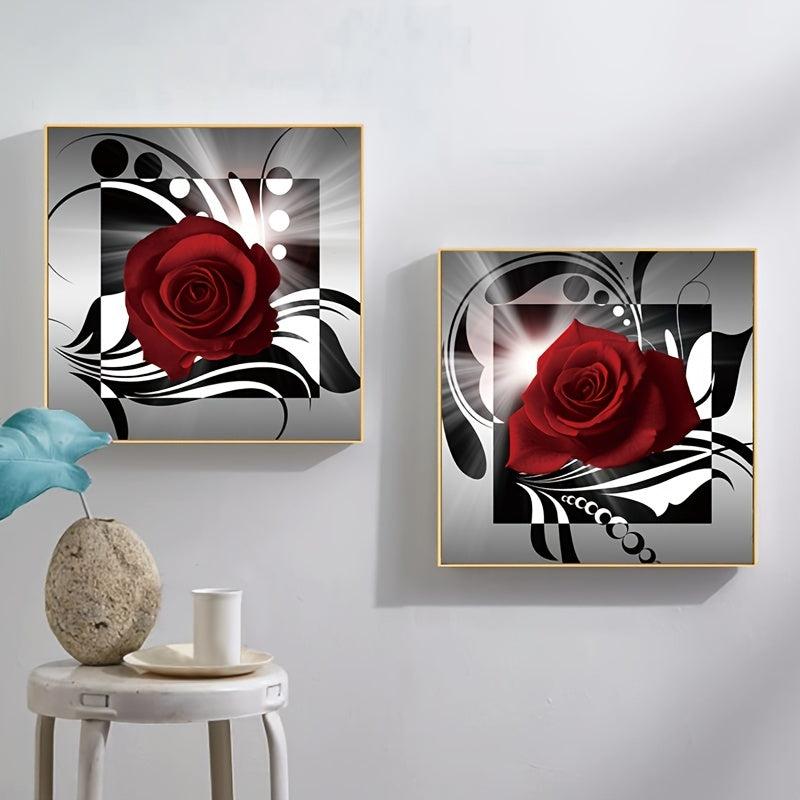 3pcs Red Roses Posters Lover Modern Art 12x12 Bedroom Living Room Wall Paintings