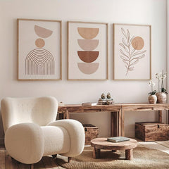 3pcs Bohemian Abstract Canvas Paintings Mid Century Wall Art
