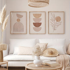 3pcs Bohemian Abstract Canvas Paintings Mid Century Wall Art