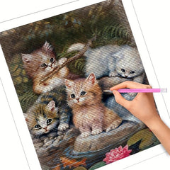 DIY Cat Diamond Painting Kit for Adults - 5D Round Full Drill - Home Wall Decor