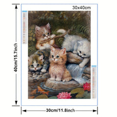 DIY Cat Diamond Painting Kit for Adults - 5D Round Full Drill - Home Wall Decor