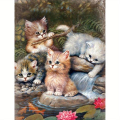 DIY Cat Diamond Painting Kit for Adults - 5D Round Full Drill - Home Wall Decor