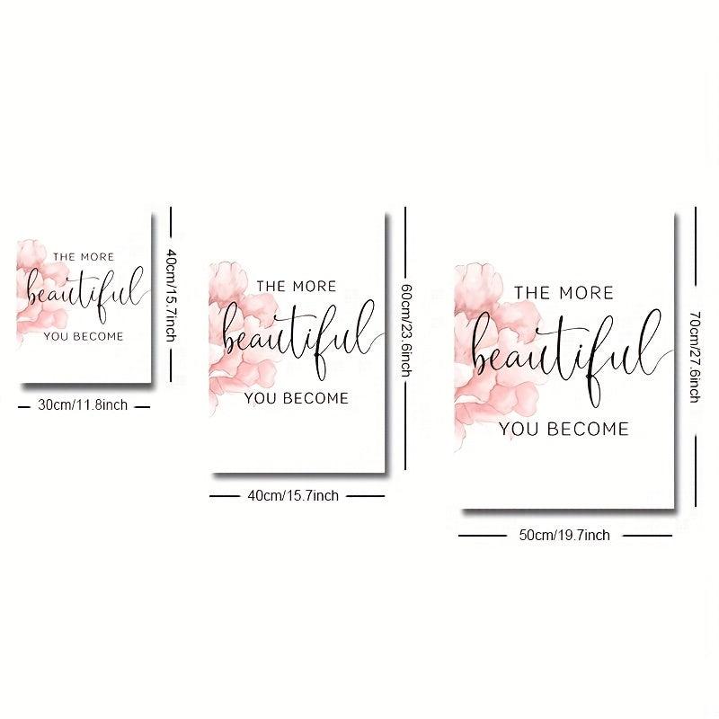 2pcs Floral Art Poster with Happier Quote Canvas Print
