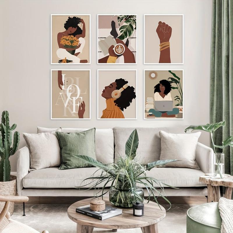 Set Of 6 African Women Wall Art Girl Art Prints African American Wall Art