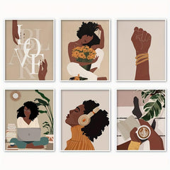 Set Of 6 African Women Wall Art Girl Art Prints African American Wall Art