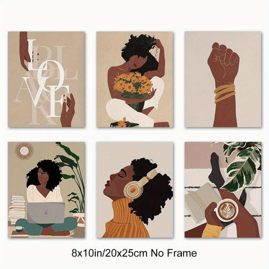 Set Of 6 African Women Wall Art Girl Art Prints African American Wall Art