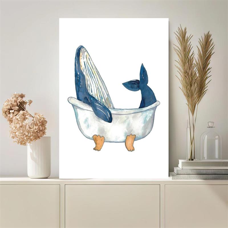 Canvas Poster Modern Art Humpback Whale Watercolor Painting