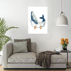 Canvas Poster Modern Art Humpback Whale Watercolor Painting