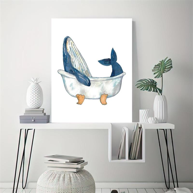Canvas Poster Modern Art Humpback Whale Watercolor Painting