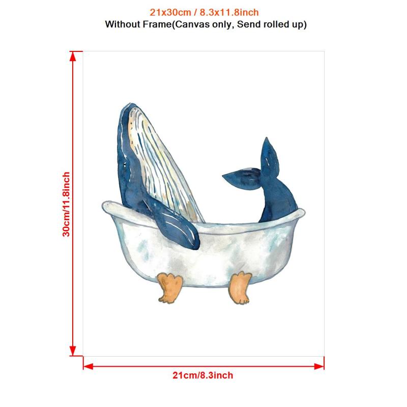 Canvas Poster Modern Art Humpback Whale Watercolor Painting