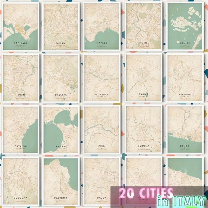 Famous Cities Line Maps Posters Modern Wall Art Living Room Decorative Painting