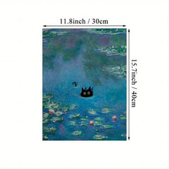 Vintage Monet Poster Print Wall Art Floral Abstract Funny Cat Canvas Painting