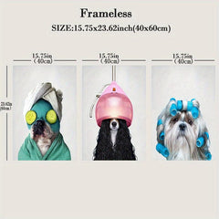 Dog in Bathrobe Canvas Painting - Bathroom Wall Art Decor