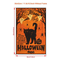 Halloween Cat Witch Poster Unframed Canvas Art Home Decor
