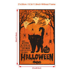 Halloween Cat Witch Poster Unframed Canvas Art Home Decor