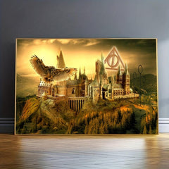 Vintage Fantasy Movie Castle Magic School Wall Art Poster