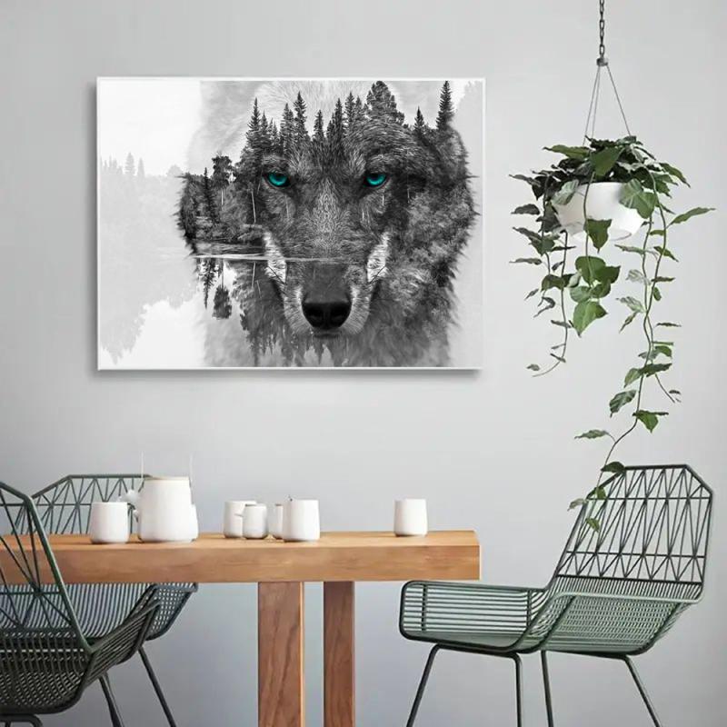 HD Prints Wolf Poster Abstract Canvas Animal Pictures Forest Landscape Home Deco
