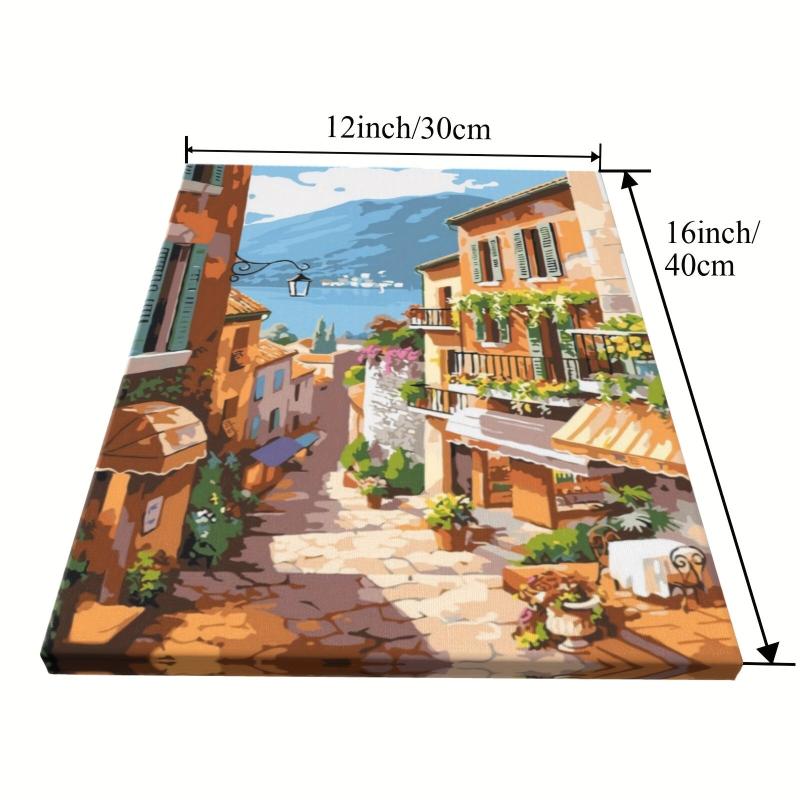 Vintage City Street View Painting on Canvas