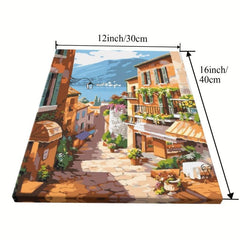 Vintage City Street View Painting on Canvas