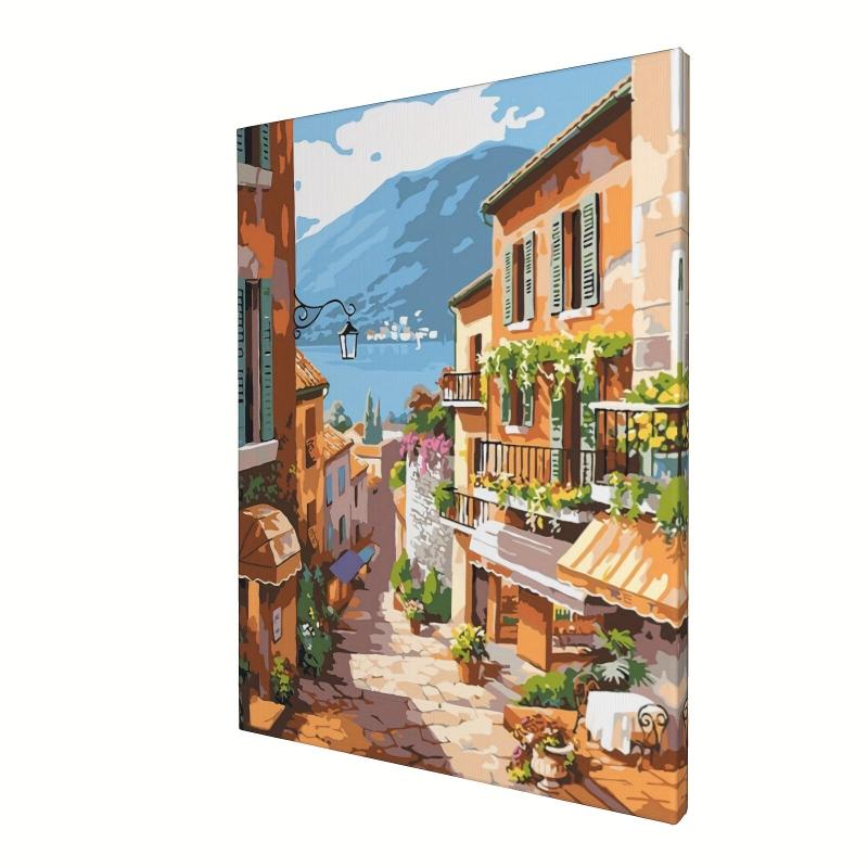 Vintage City Street View Painting on Canvas