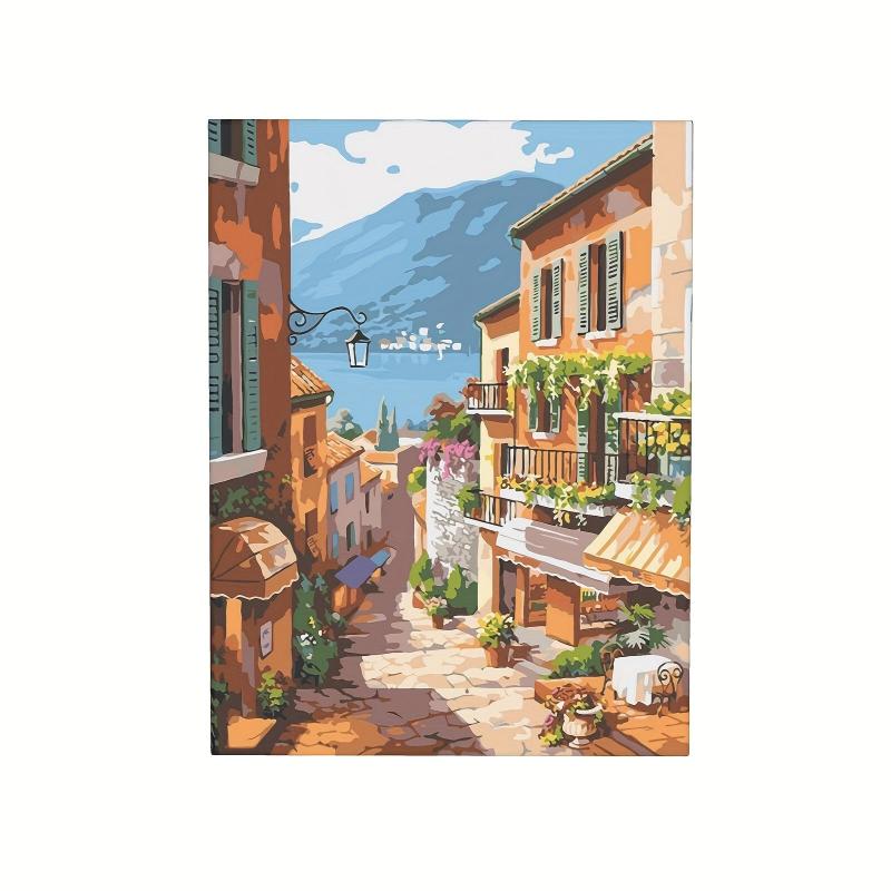 Vintage City Street View Painting on Canvas
