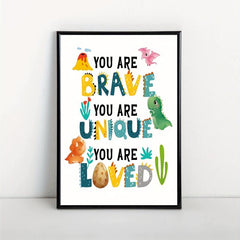 Brave Love Dinosaur Egg Canvas Print for Kids - Office Home Bedroom Decor
