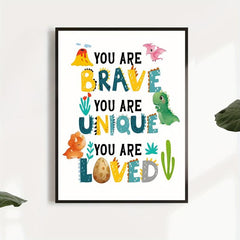Brave Love Dinosaur Egg Canvas Print for Kids - Office Home Bedroom Decor