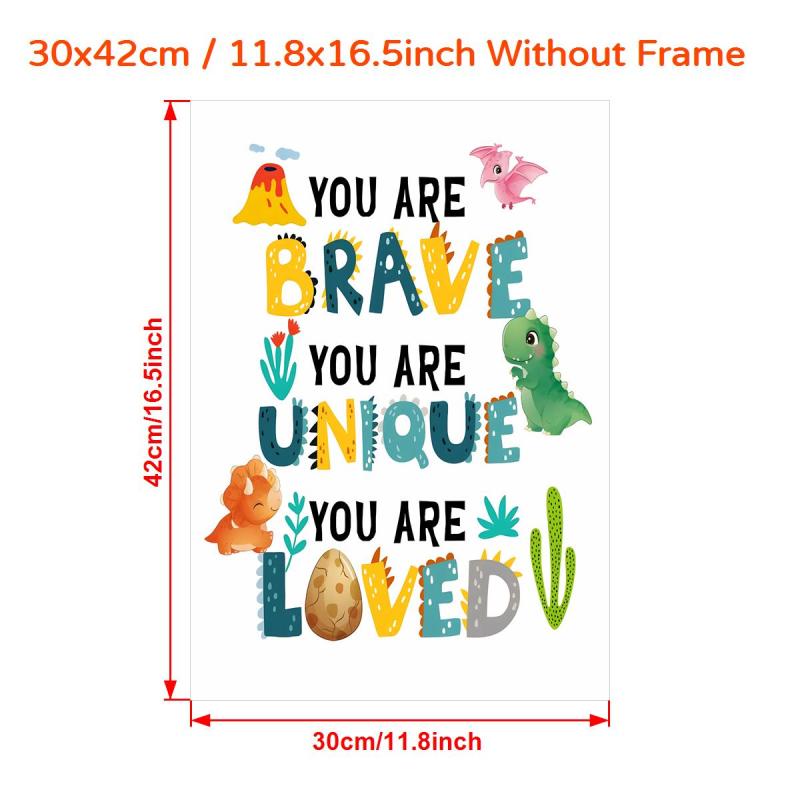 Brave Love Dinosaur Egg Canvas Print for Kids - Office Home Bedroom Decor