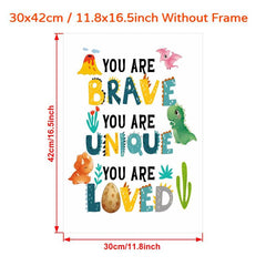 Brave Love Dinosaur Egg Canvas Print for Kids - Office Home Bedroom Decor