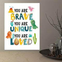 Brave Love Dinosaur Egg Canvas Print for Kids - Office Home Bedroom Decor