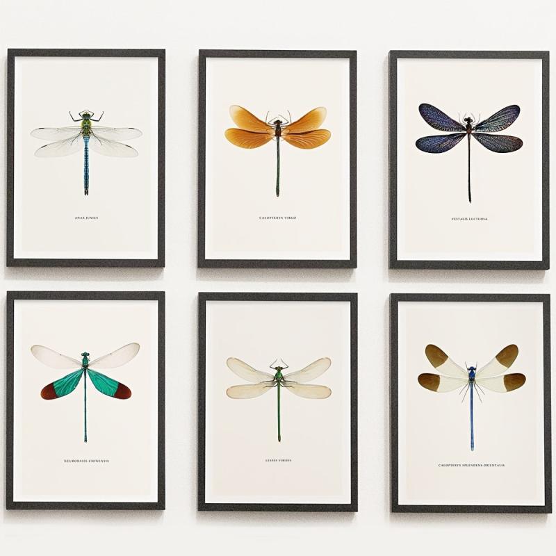6pcs Dragonfly Specimen Art Posters for Home Decor - A5 A4 A3 A2 Sizes