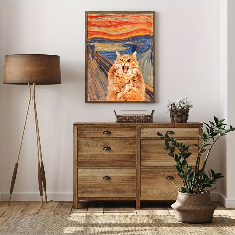 Funny The Scream Cat Wall Art Poster Vintage Cat Art