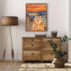 Funny The Scream Cat Wall Art Poster Vintage Cat Art