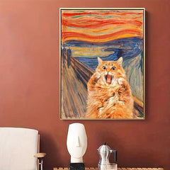Funny The Scream Cat Wall Art Poster Vintage Cat Art