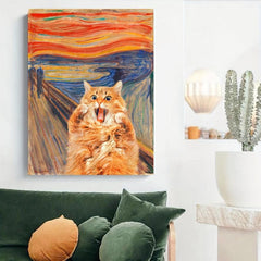 Funny The Scream Cat Wall Art Poster Vintage Cat Art
