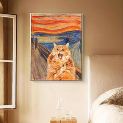 Funny The Scream Cat Wall Art Poster Vintage Cat Art